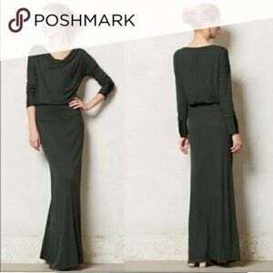 Anthropologie Bordeaux Cavatina Maxi Dress in Olive Green (size M)